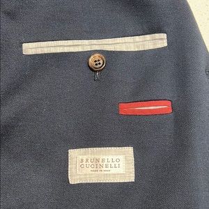 Brunello Cucinelli navy silk/cotton sports coat 38